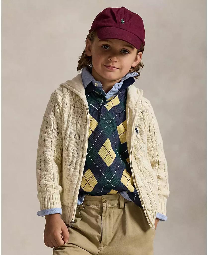 Ralph Lauren Toddler and Little Boys Cable Cotton Hooded Full-Zip Sweater