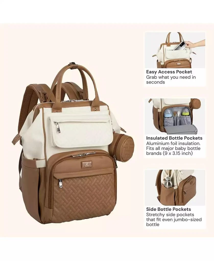 BabbleRoo Kids Premium Faux Leather Diaper Bag Backpack Spacious 
Stylish Nappy Organizer Midnight Blue 3