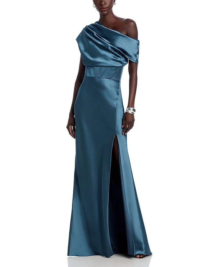 Amsale Asymmetric Draped Gown 1