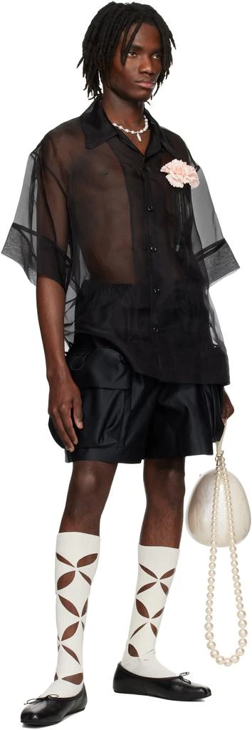 Simone Rocha Black Carnation Pocket Boxy Shirt 4