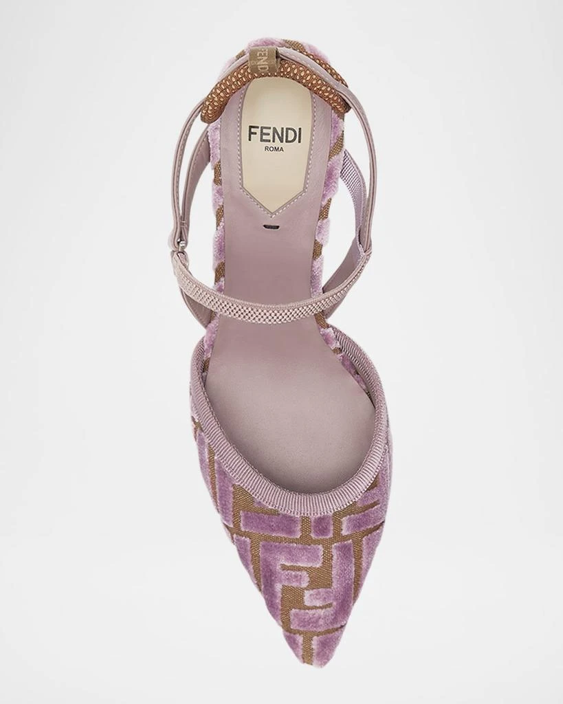 Fendi Colibri FF Tapestry Slingback Kitten-Heel Pumps 5