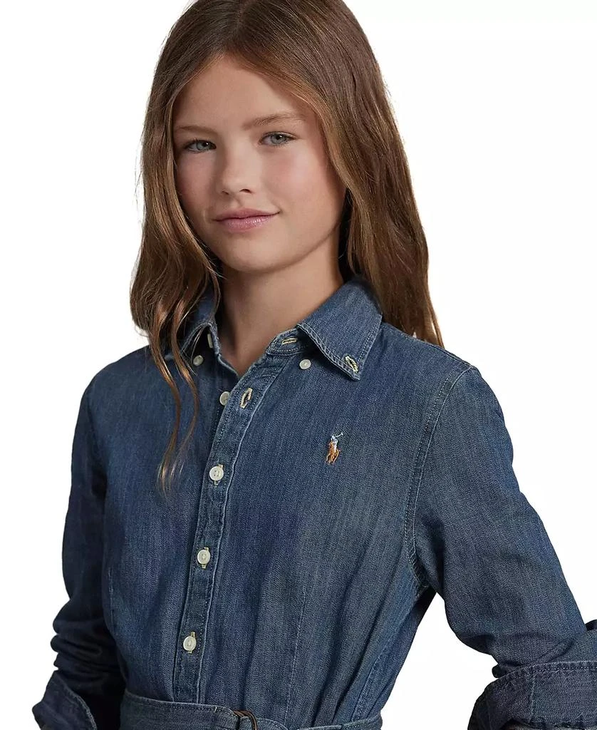 Ralph Lauren Big Girls Belted Denim Cotton Shirtdress 5