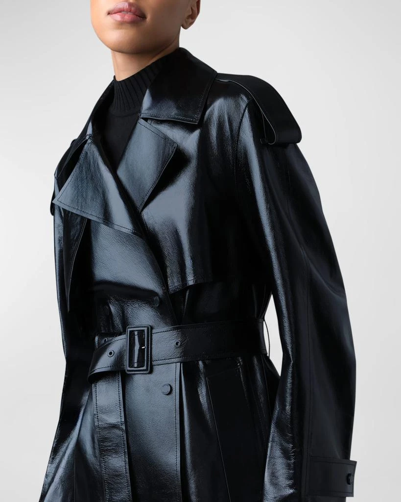 Mackage Carmela Belted Lambskin Leather Trench Coat 4