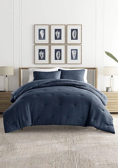 Luxury Inn Inn Waffle Textured 3 Piece Comforter Set All Season Down Alternative Ultra Soft Bedding 2