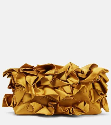 Dries Van Noten Ruffled silk satin clutch 1