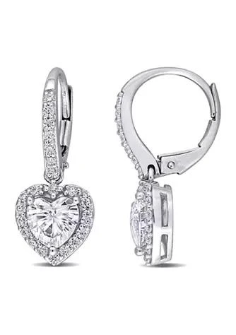 Belk 
Co. Lab Created 2 ct. t.w. Moissanite Heart Halo Earrings in 10k White Gold