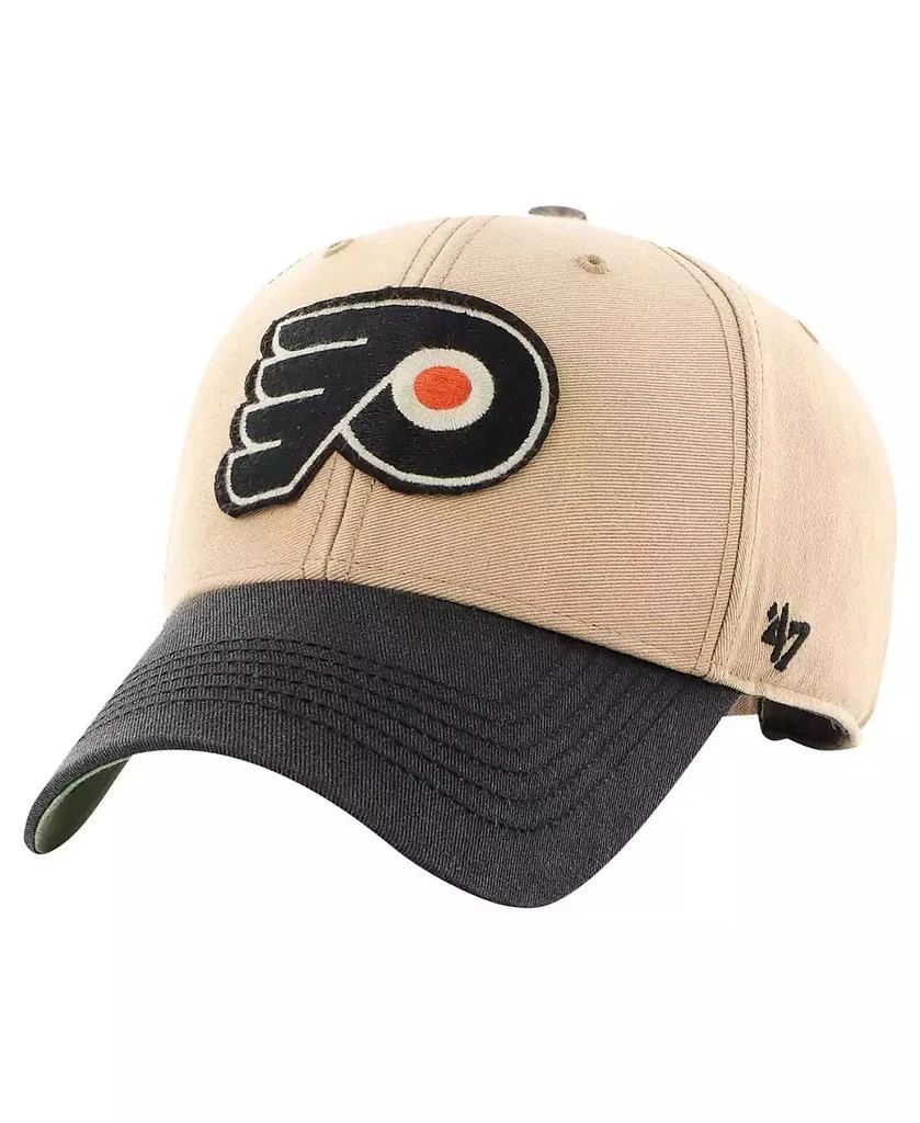 47 Brand Men's Khaki, Black Distressed Philadelphia Flyers Dusted Sedgwick MVP Adjustable Hat 3