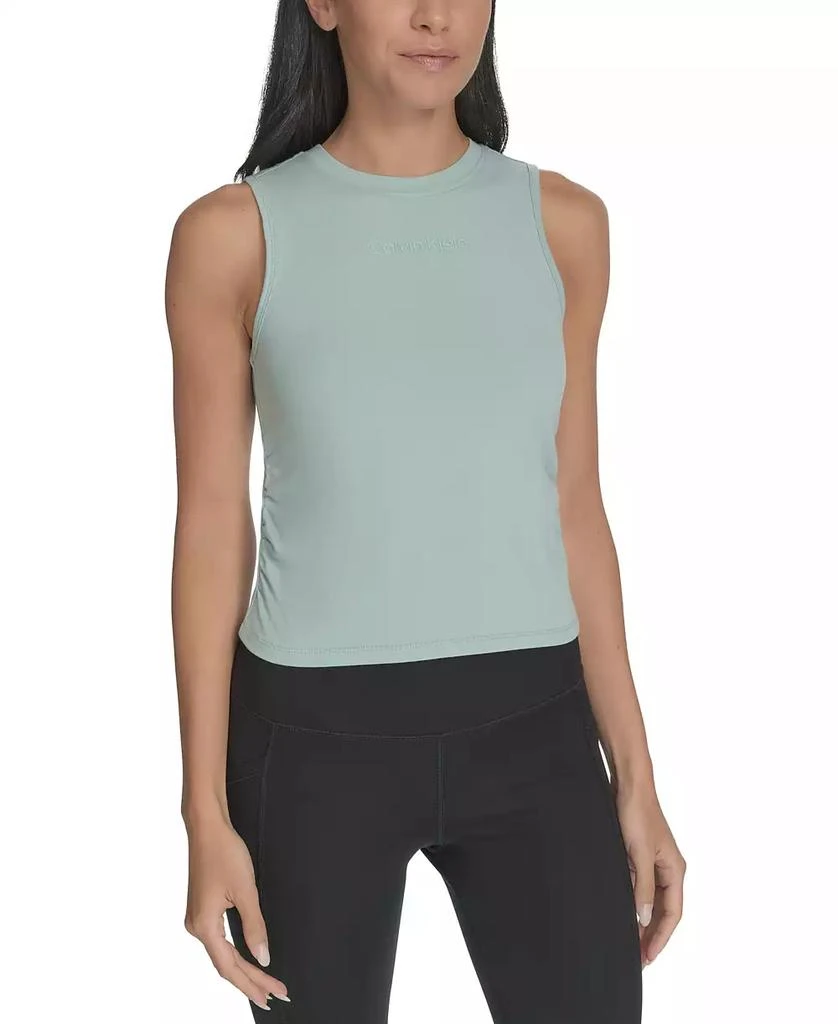 Calvin Klein Women's Ruched Crewneck Logo Tank Top 1
