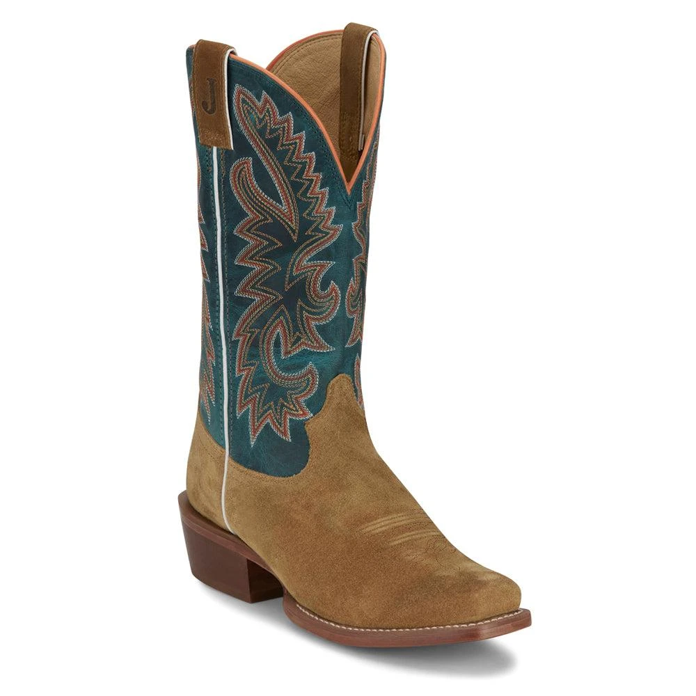 Justin Boots Jimmy Embroidered Square Toe Pull On Cowboy Boots 2