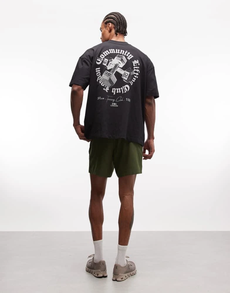 4505 4505 heavyweight cotton oversized t-shirt with back graphic and quick dry finish in black