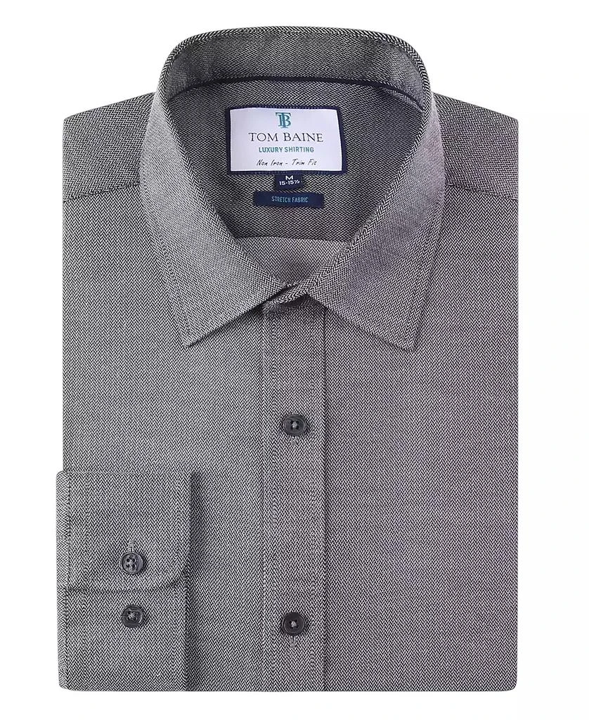 Tom Baine Men's Four-Way Stretch Jacquard Solid Button Down Dress Shirt 1