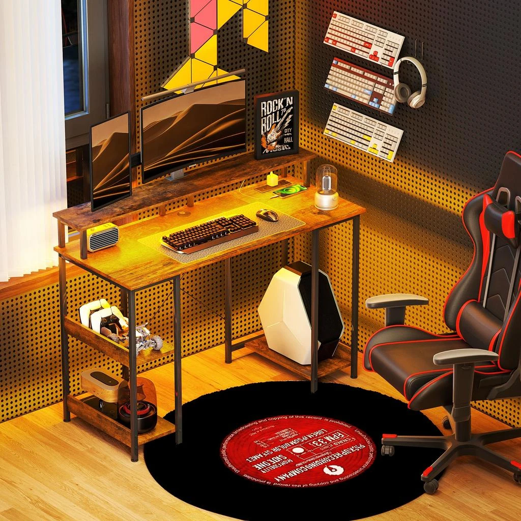 Hivvago 47" Workstation Desk with LED Lighting and Storage 2