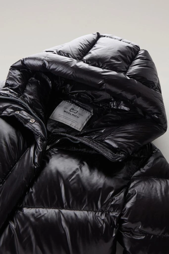 Woolrich Aliquippa Long Down Jacket in Glossy Nylon - Women - Black 6