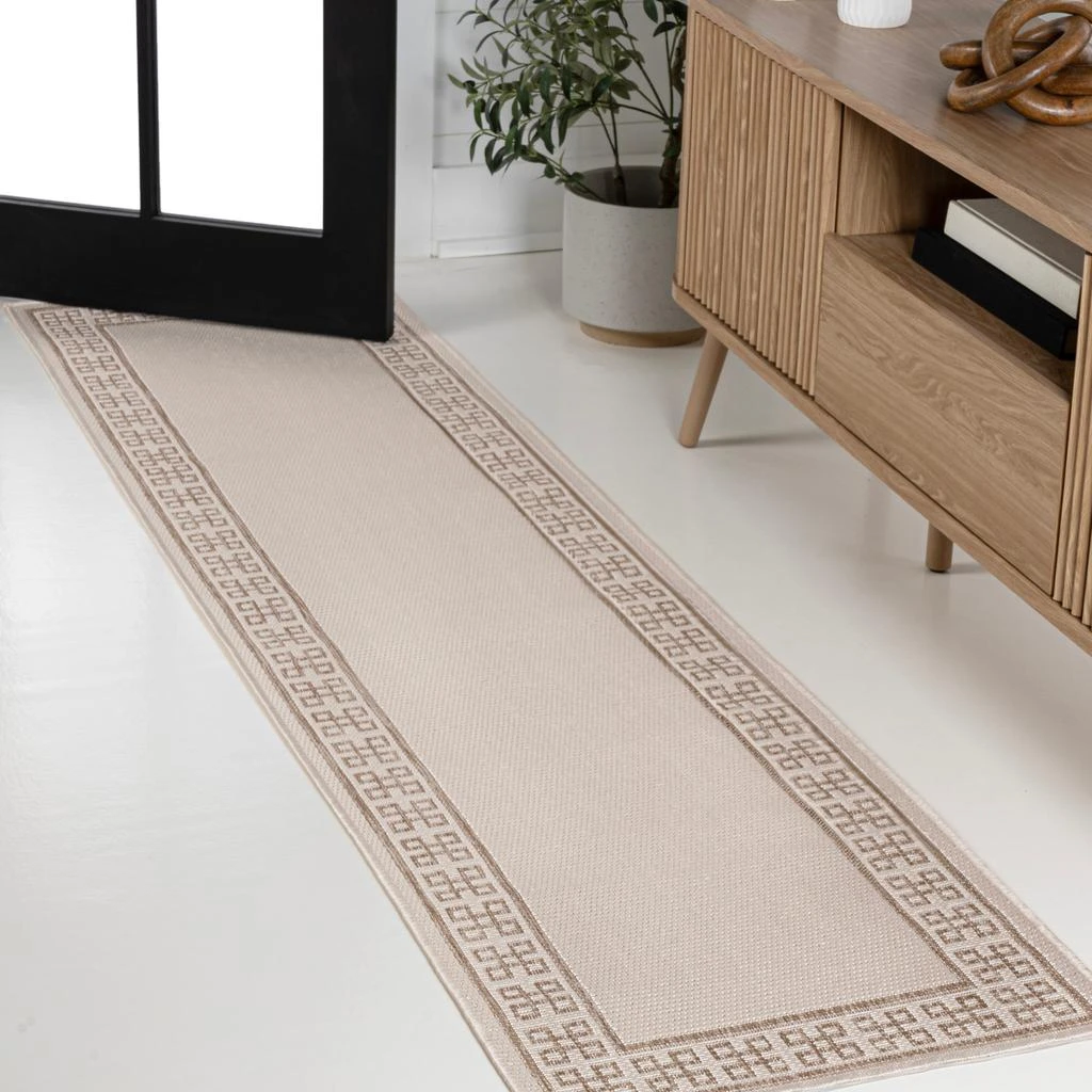 JONATHAN Y Athena Classic Geometric Border Cream/Beige Indoor/Outdoor Area Rug 1