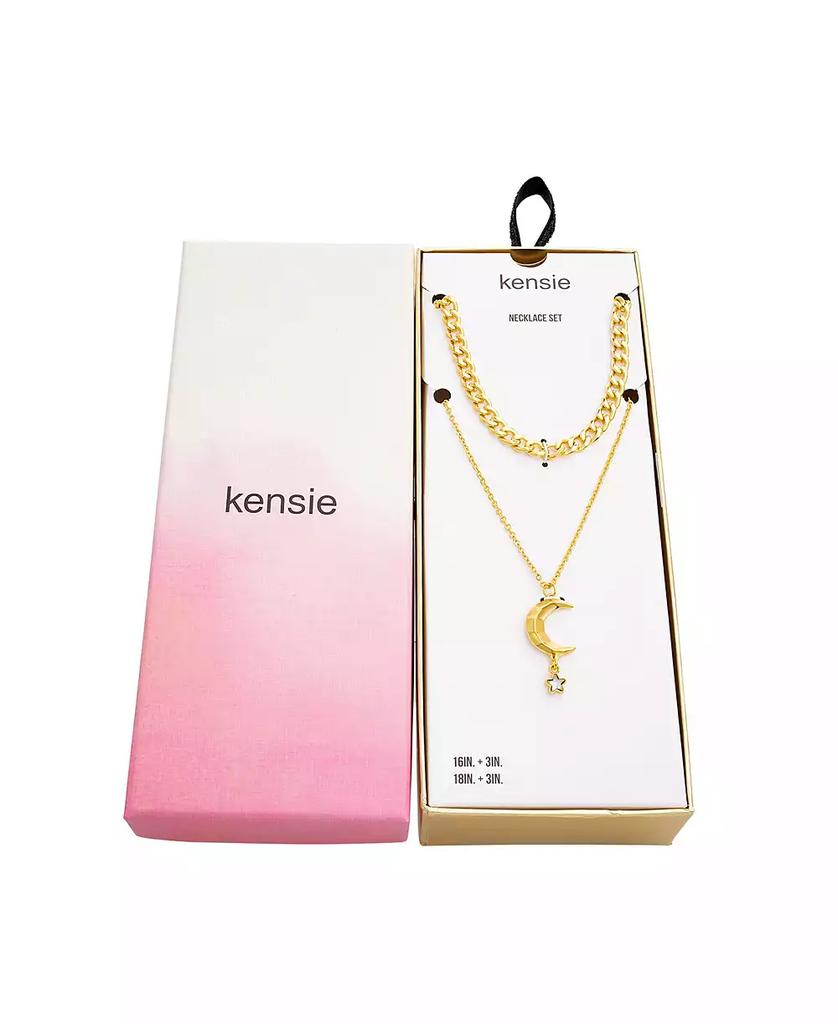 Kensie Rhinestone Double Layered Moon Necklace Set