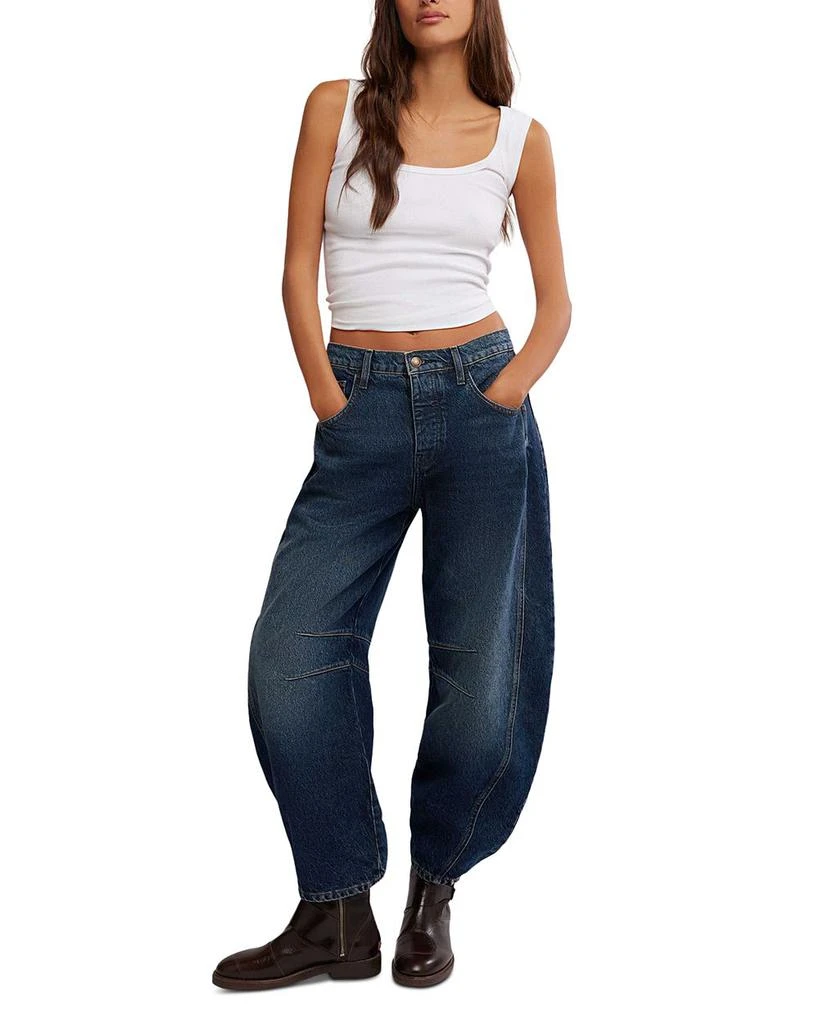 Free People We The Free Good Luck Mid Rise Barrel Jeans in Deep End 2