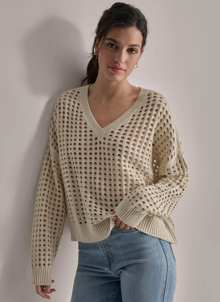DKNY OPEN STITCH POINTELLE SWEATER 1