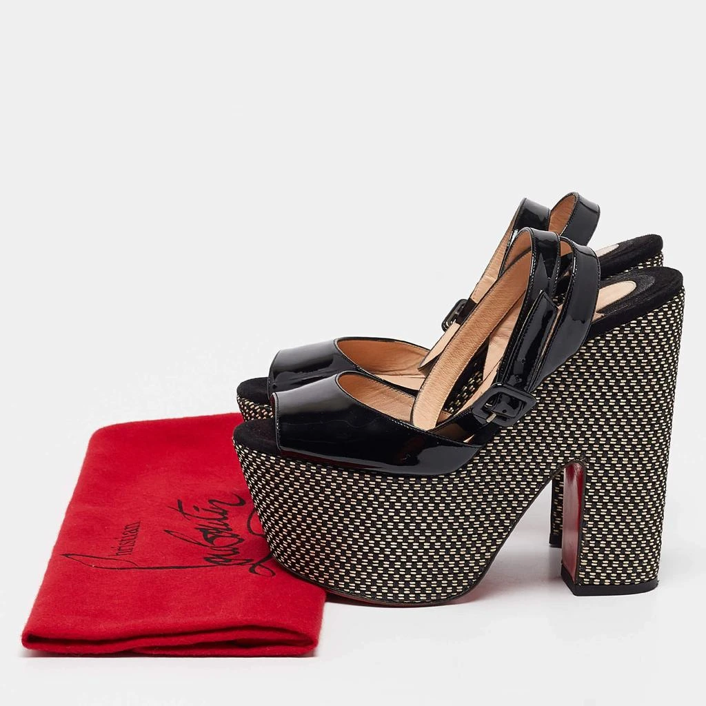 Christian Louboutin Christian Louboutin Black Patent Leather Platform Ankle Strap Sandals Size 37.5 9