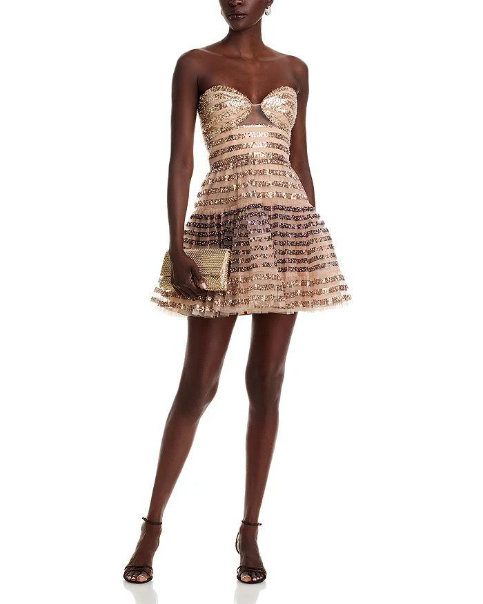 bcbg gold sequin dress Sequin Strapless Gown Gold / 14 main image 1