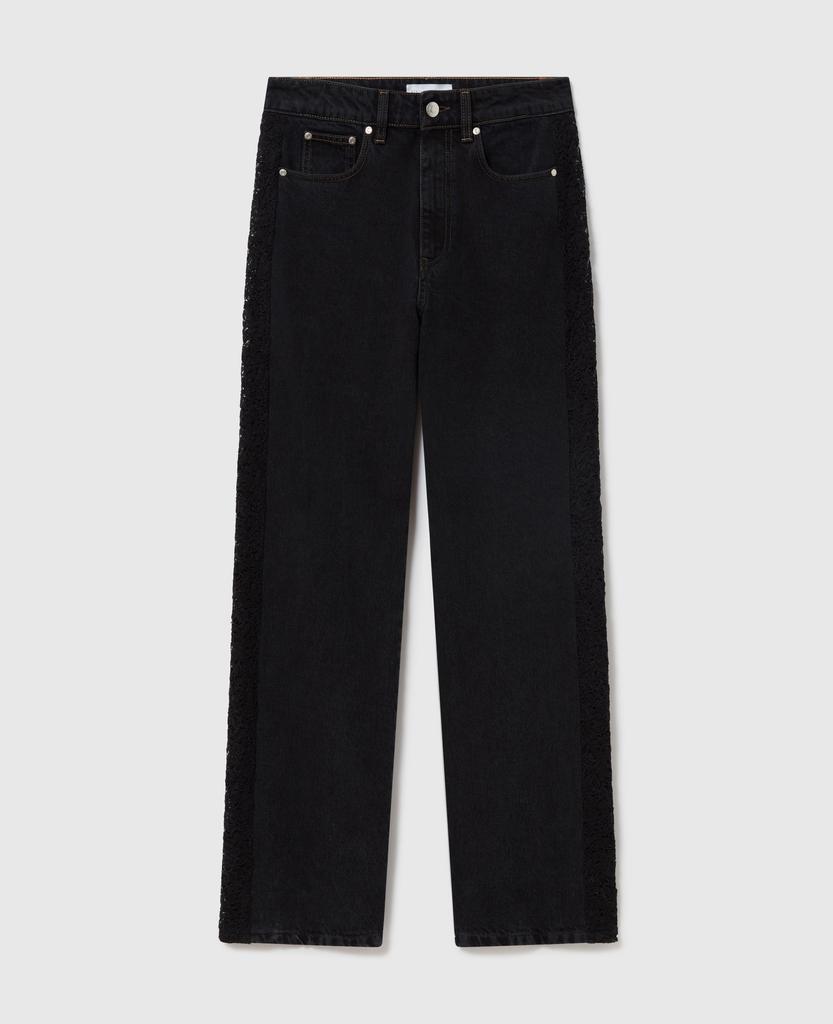 Stella McCartney Stella McCartney - Lace High-Rise Straight Leg Jeans, Woman, Black, Size: 27