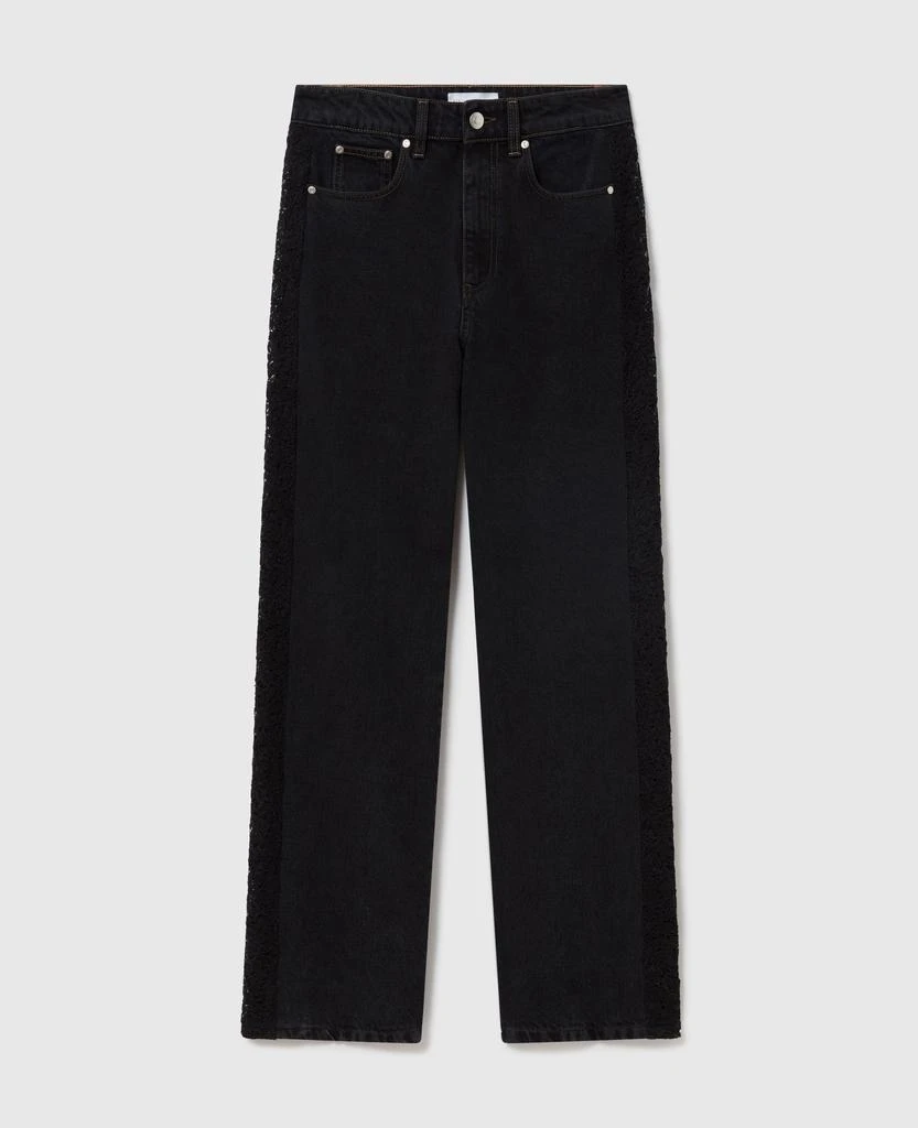 Stella McCartney Stella McCartney - Lace High-Rise Straight Leg Jeans, Woman, Black, Size: 27 1