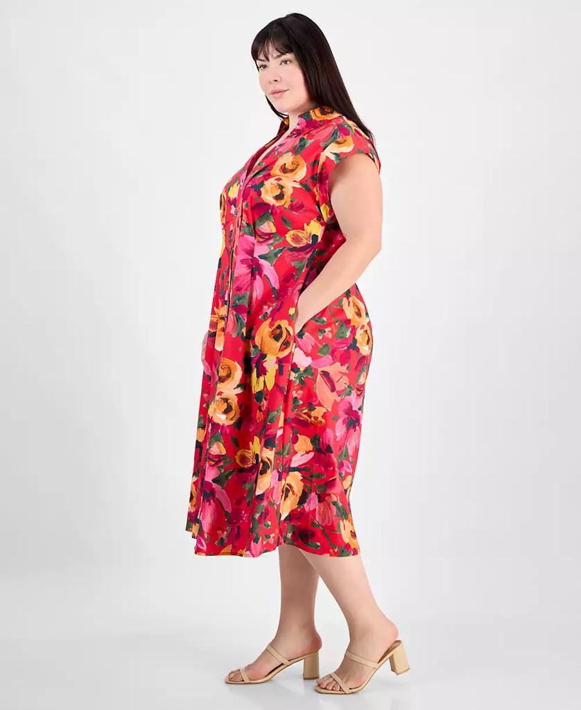 julia jordan Plus Size Floral-Print Button-Down Shirtdress