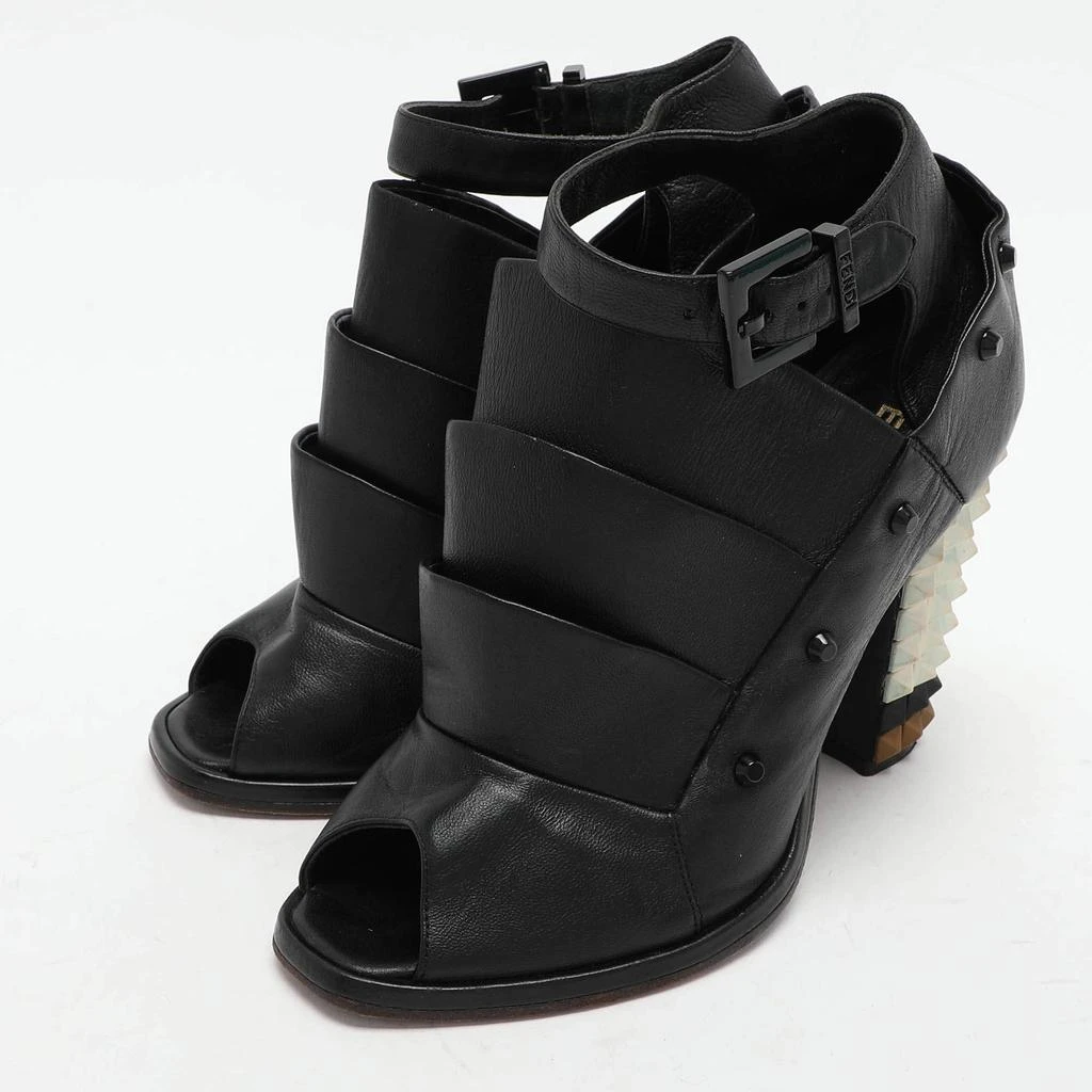 Fendi Fendi Black Leather Polifonia Booties Size 36.5 2