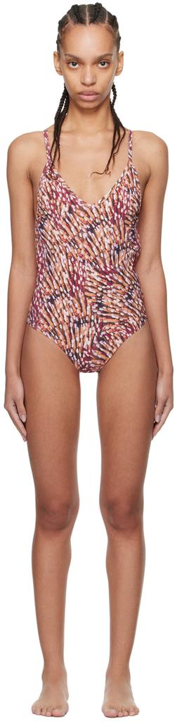 Isabel Marant Beige & Pink Swan One-Piece Swimsuit