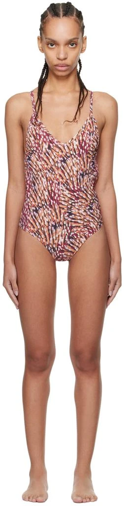 Isabel Marant Beige & Pink Swan One-Piece Swimsuit 1