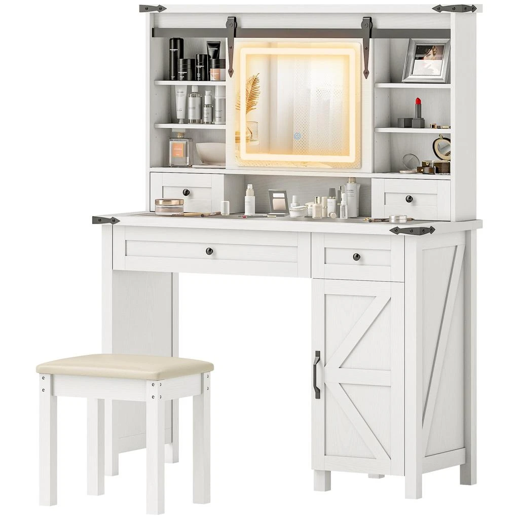 Hivvago Makeup Vanity Table with Mirror, Lights and Stool