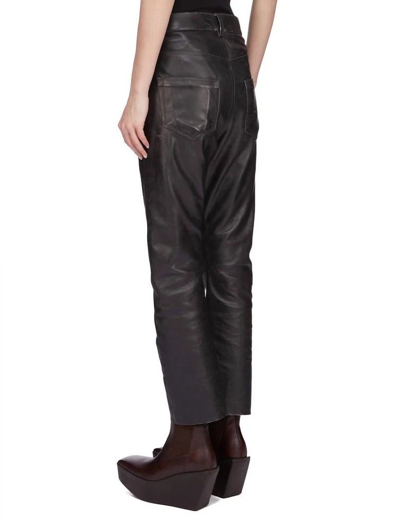 Rick Owens Pantaloni In Pelle Detroit Cut In Black 3