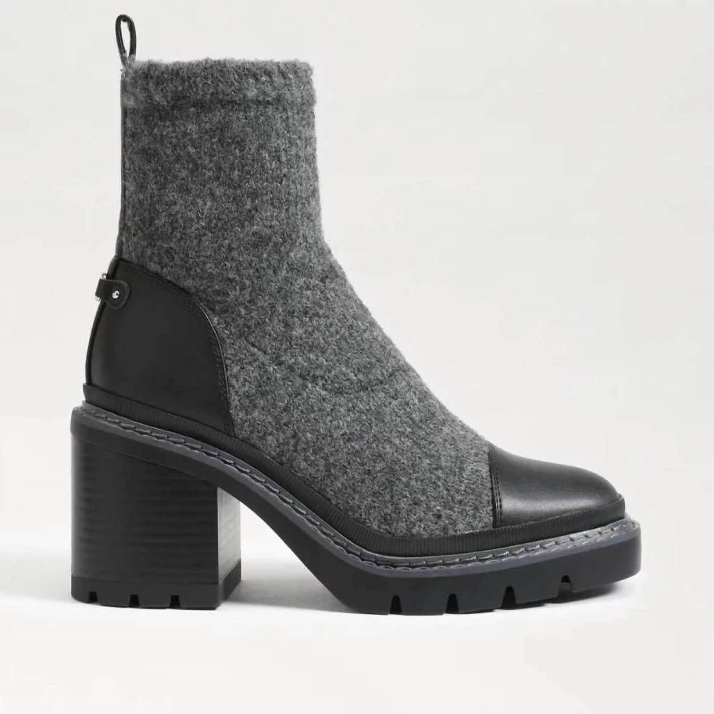 Sam Edelman Rozanna Knit Bootie In Charcoal/black 4