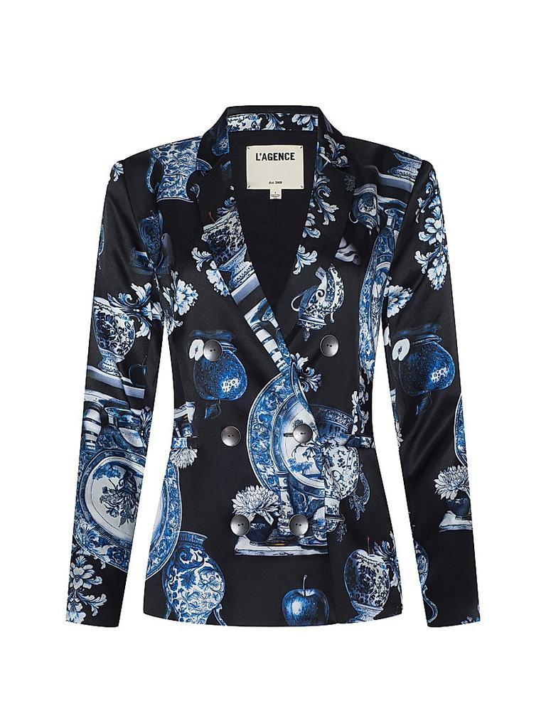 L'Agence Colin Graphic Silk Double-Breasted Blazer