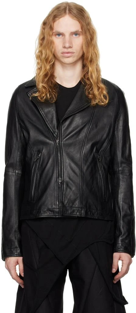 Julius Black Grained Leather Jacket 1