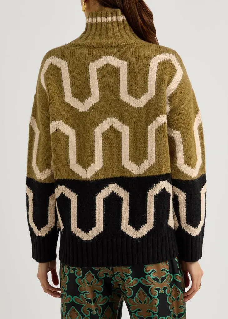 LA DOUBLE J Comber colour-blocked patterned knitted jumper 3