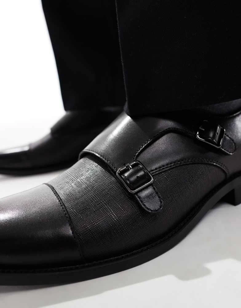 Schuh schuh Rocky double strap monk shoes in leather black 2