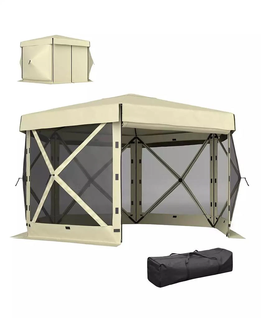 Outsunny 12' x 12' Hexagonal Pop Up Gazebo, Outdoor Canopy Tent, 1