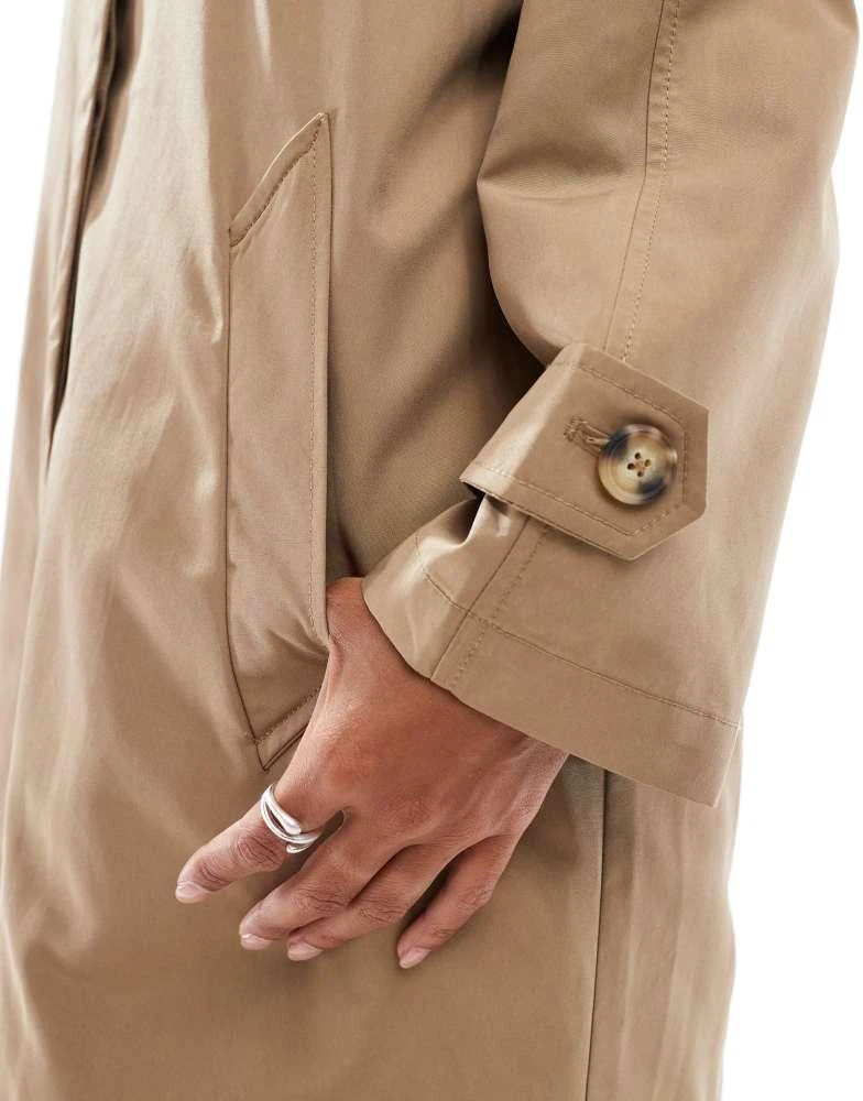 Stradivarius Stradivarius relaxed trench coat with hood in beige 2
