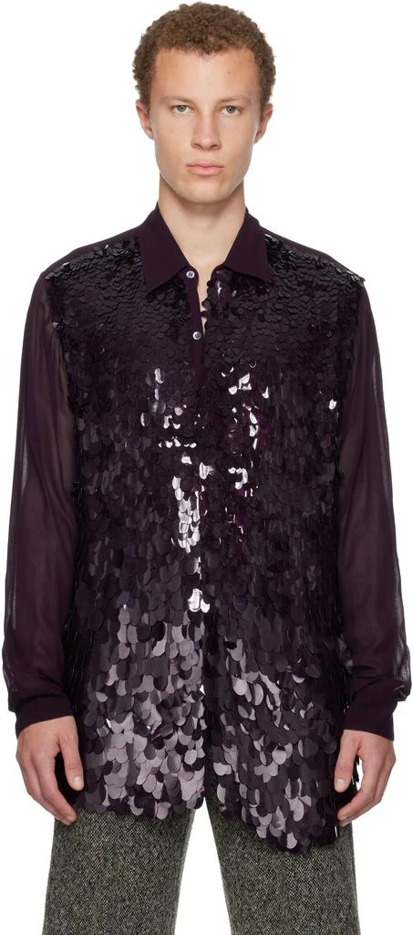 Dries Van Noten Purple Sequinned Shirt 1
