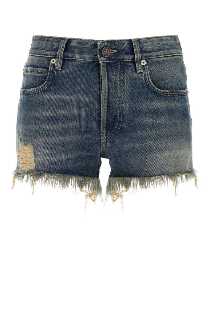 Balenciaga Balenciaga Frayed Raw-Edge Denim Shorts 1