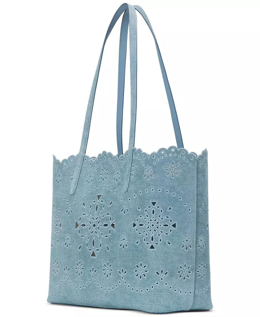 Kate Spade Do It All Spade Flower Perforated Denim Large Tote Bag 3