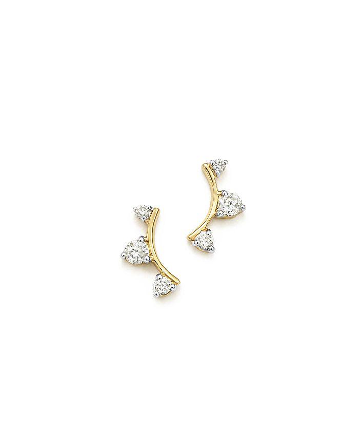 Adina Reyter 14K Yellow Gold Diamond Amigos Curved Triple Diamond Stud Earrings