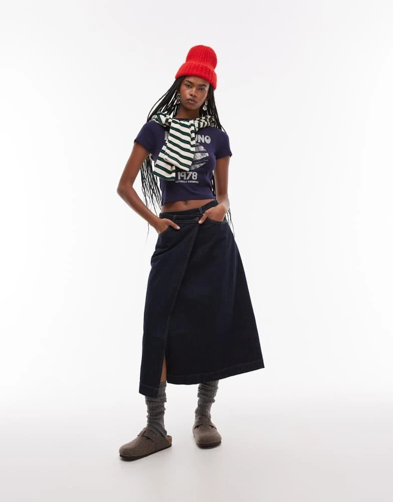 Topshop Topshop graphic Neptuno baby tee in navy 2
