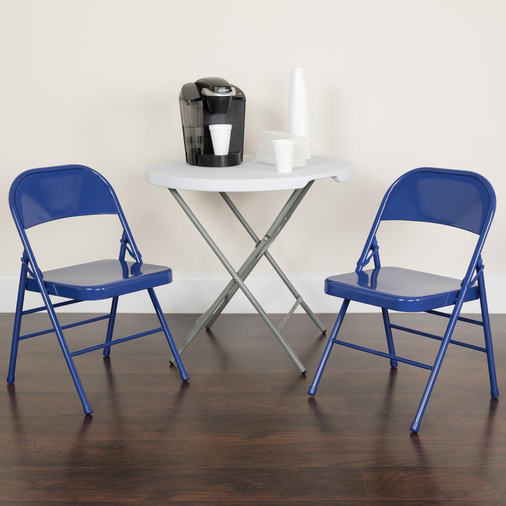 Flash Furniture HERCULES COLORBURST Series Cobalt Blue Triple Braced 
Double Hinged Metal Folding Chair