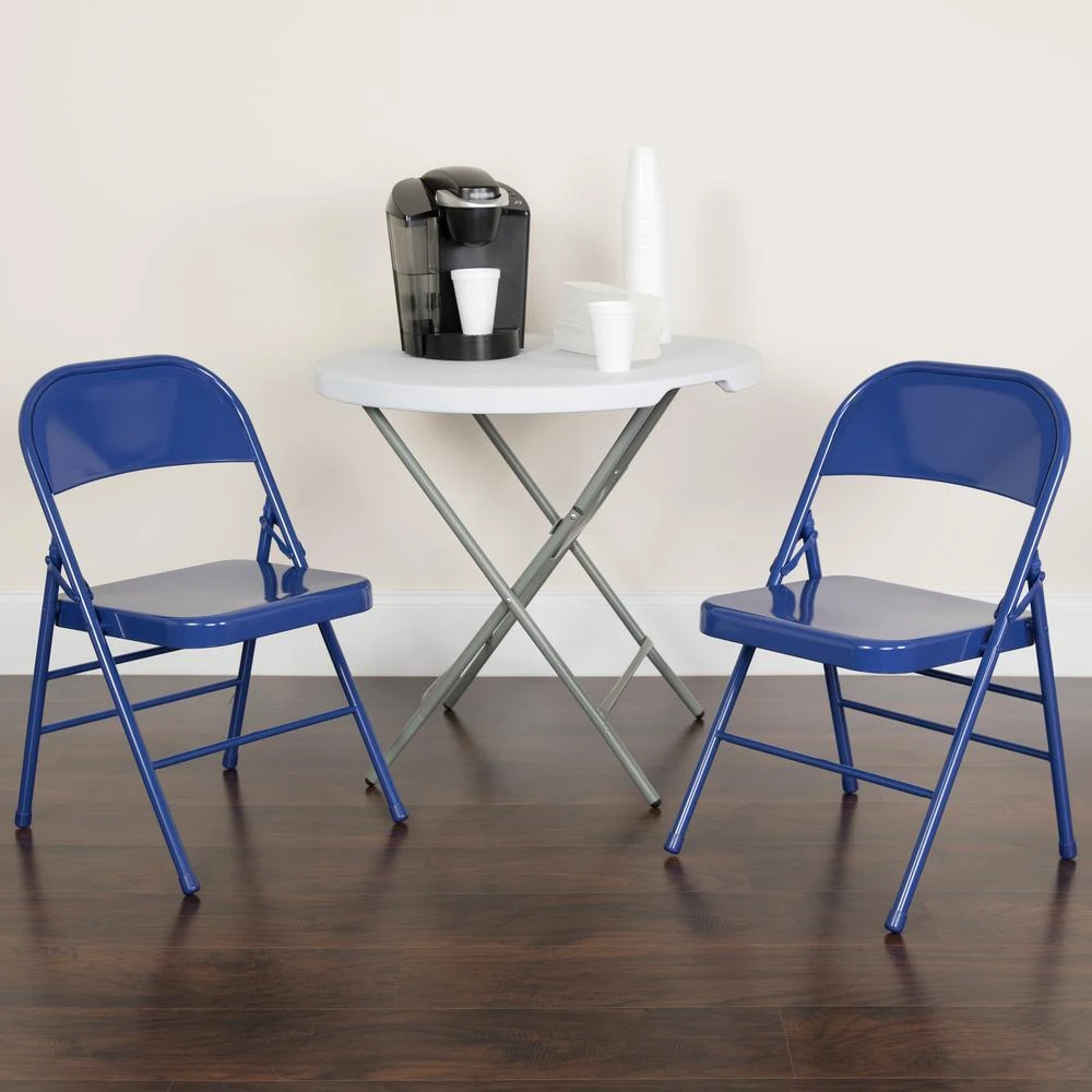 Flash Furniture HERCULES COLORBURST Series Cobalt Blue Triple Braced 
Double Hinged Metal Folding Chair 2