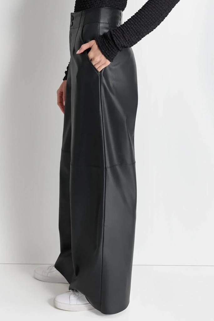 DKNY FAUX LEATHER WIDE LEG PANT 4