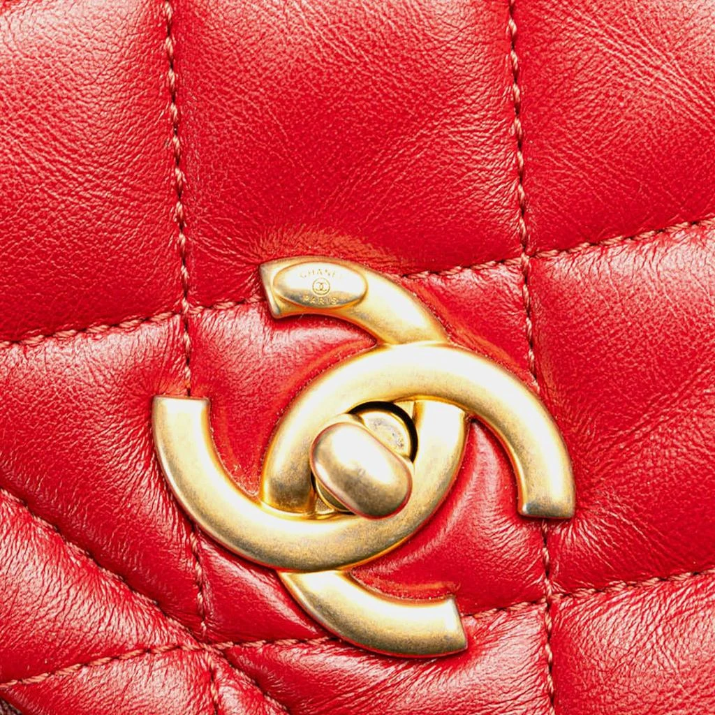 Chanel Chanel Red Lambskin Mini Quilted Soft Square Flap Shoulder Bag 5