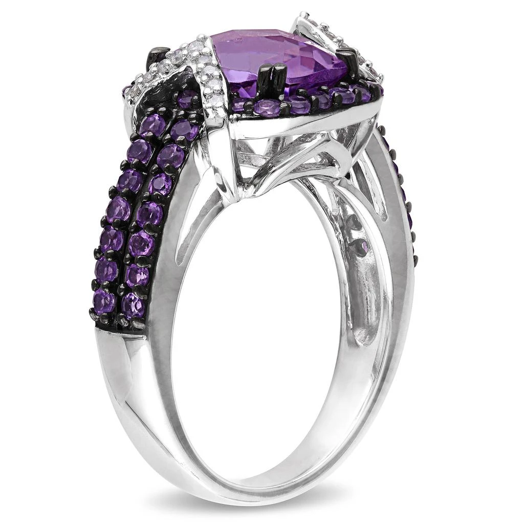 Mimi & Max 3 1/3ct TGW Emerald Cut Amethyst and 1/10ct TDW Diamond Ring in Sterling Silver 4