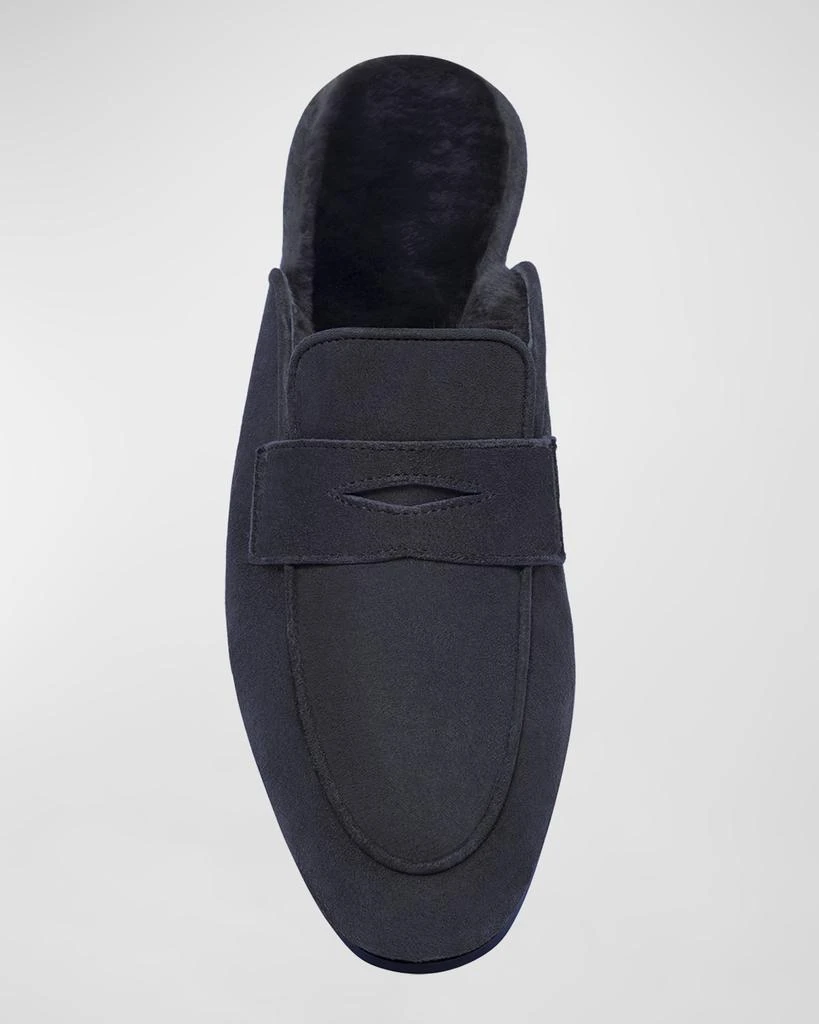 Bougeotte Suede Shearling Penny Loafer Mules 4