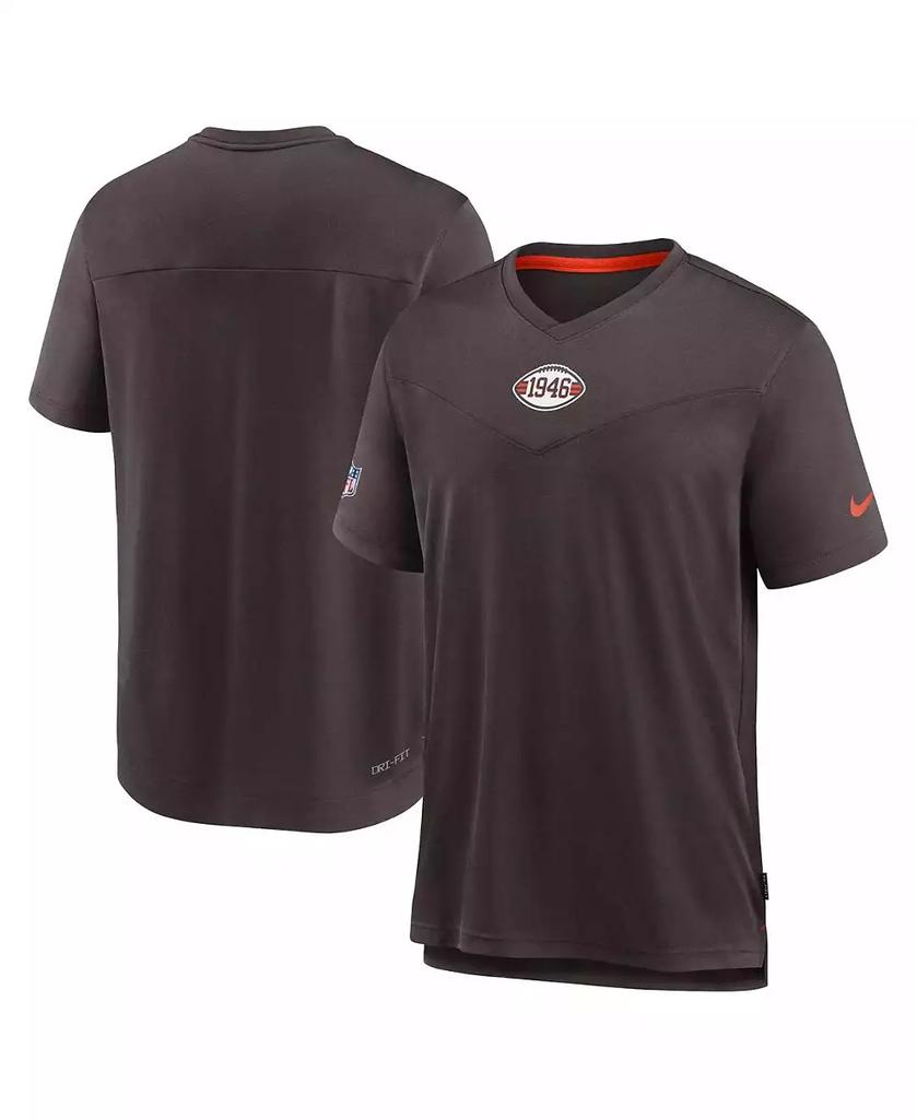NIKE Men's Brown Cleveland Browns Sideline Coaches Vintage-like Chevron Performance V-Neck T-Shirt